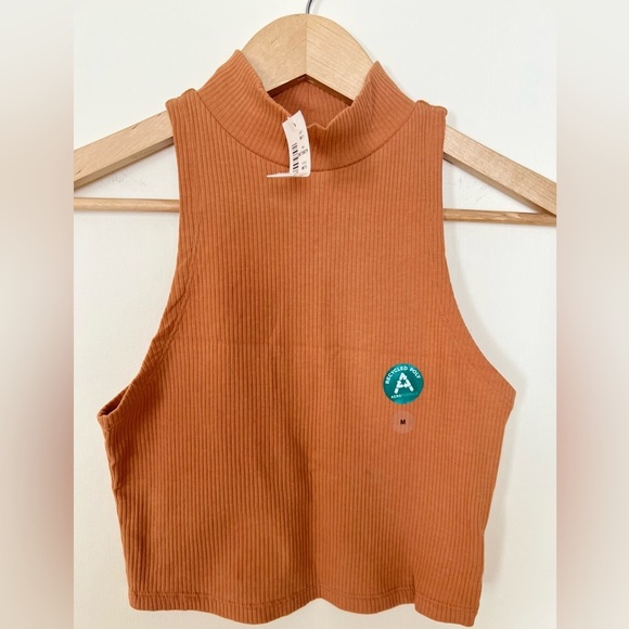 Aeropostale Tops - Aeropostale Women Crop Tank Top Medium Brown Ribbed Turtle Neck Casual Boho Chic